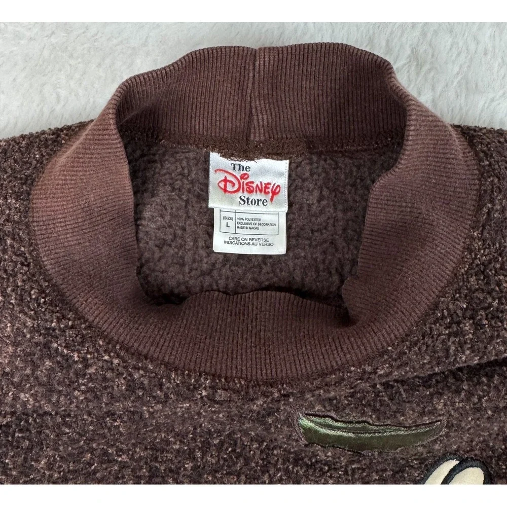 Vintage Disney Store Mickey Mouse Sweater Mens L Brown Fleece Fall Plaid 90s